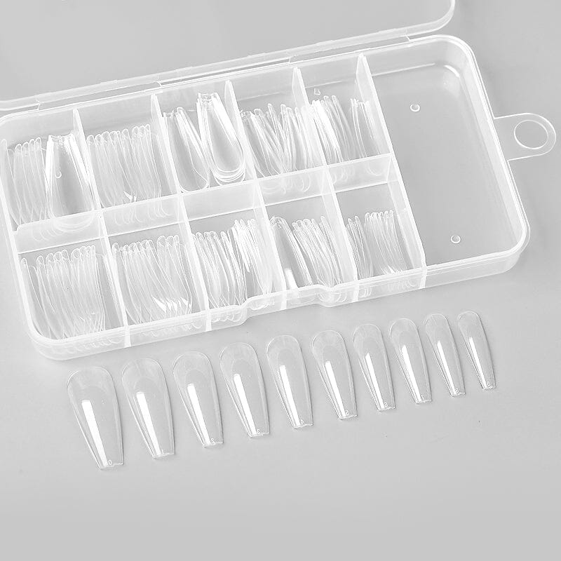 100pcs L-Coffin Transparent False Nail Tips