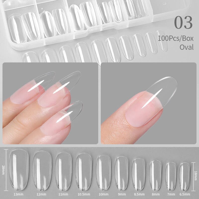 100pcs Oval Transparent False Nail Tips - Image 2
