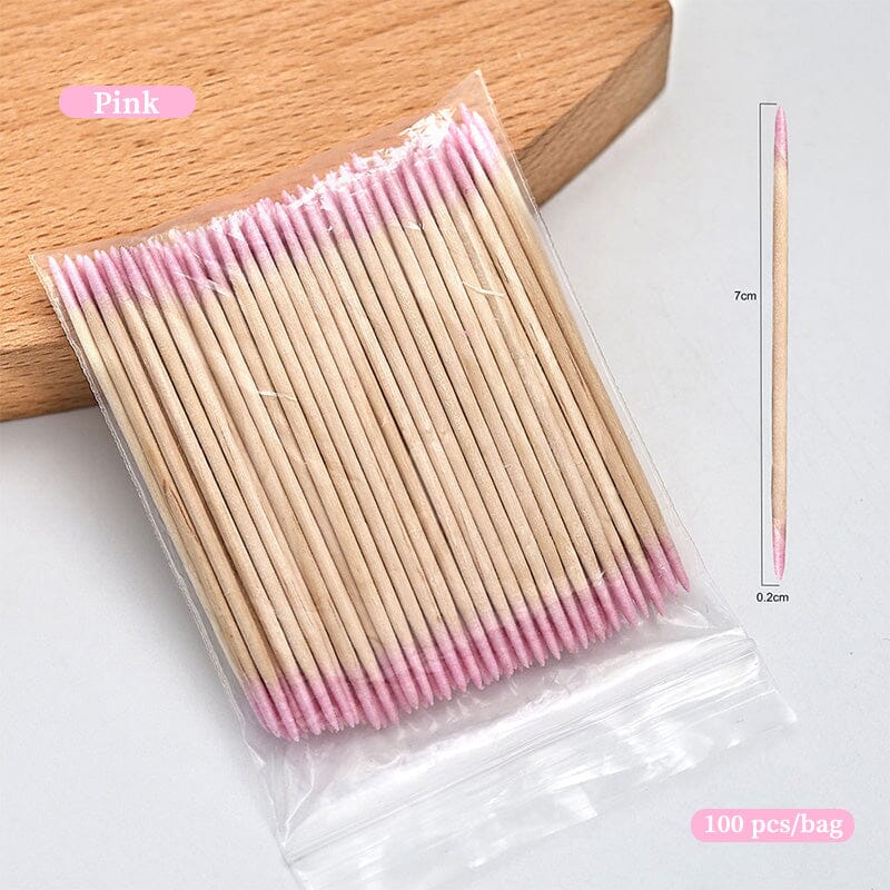100pcs Pink Double-ended Pointed Cotton Swabs - Image 10