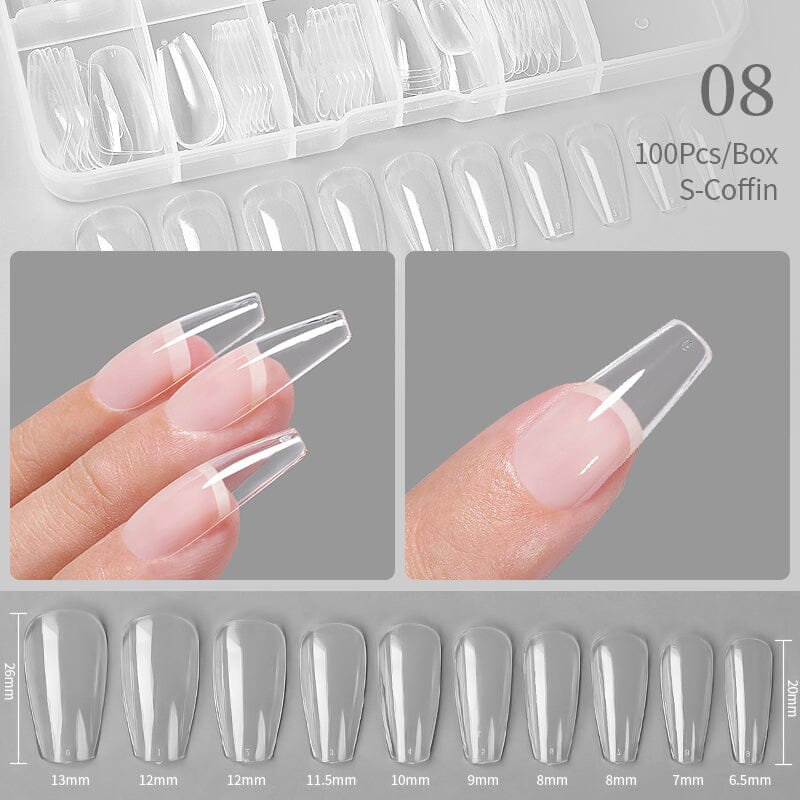 100pcs S-Coffin Transparent False Nail Tips - Image 2