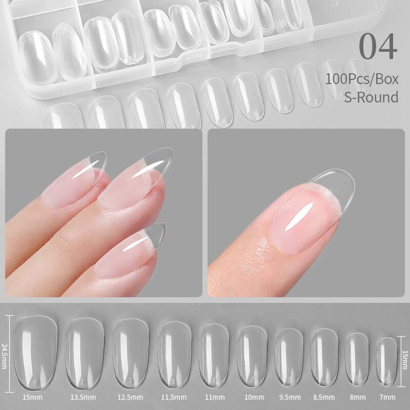 100pcs S-Round Transparent False Nail Tips - Image 2