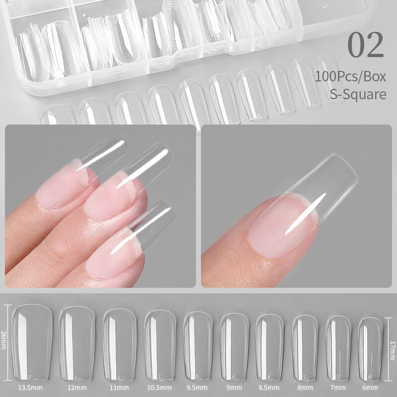 100pcs S-Square Transparent False Nail Tips - Image 2