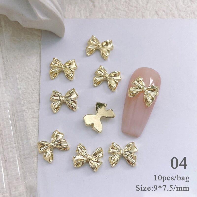 10pcs Bowknot Gold Silver Alloy Nail Decoration - Image 13