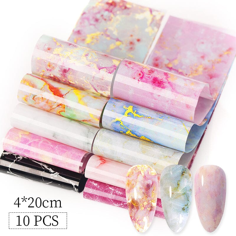 10pcs Marble Nail Foil Stickers - Image 2