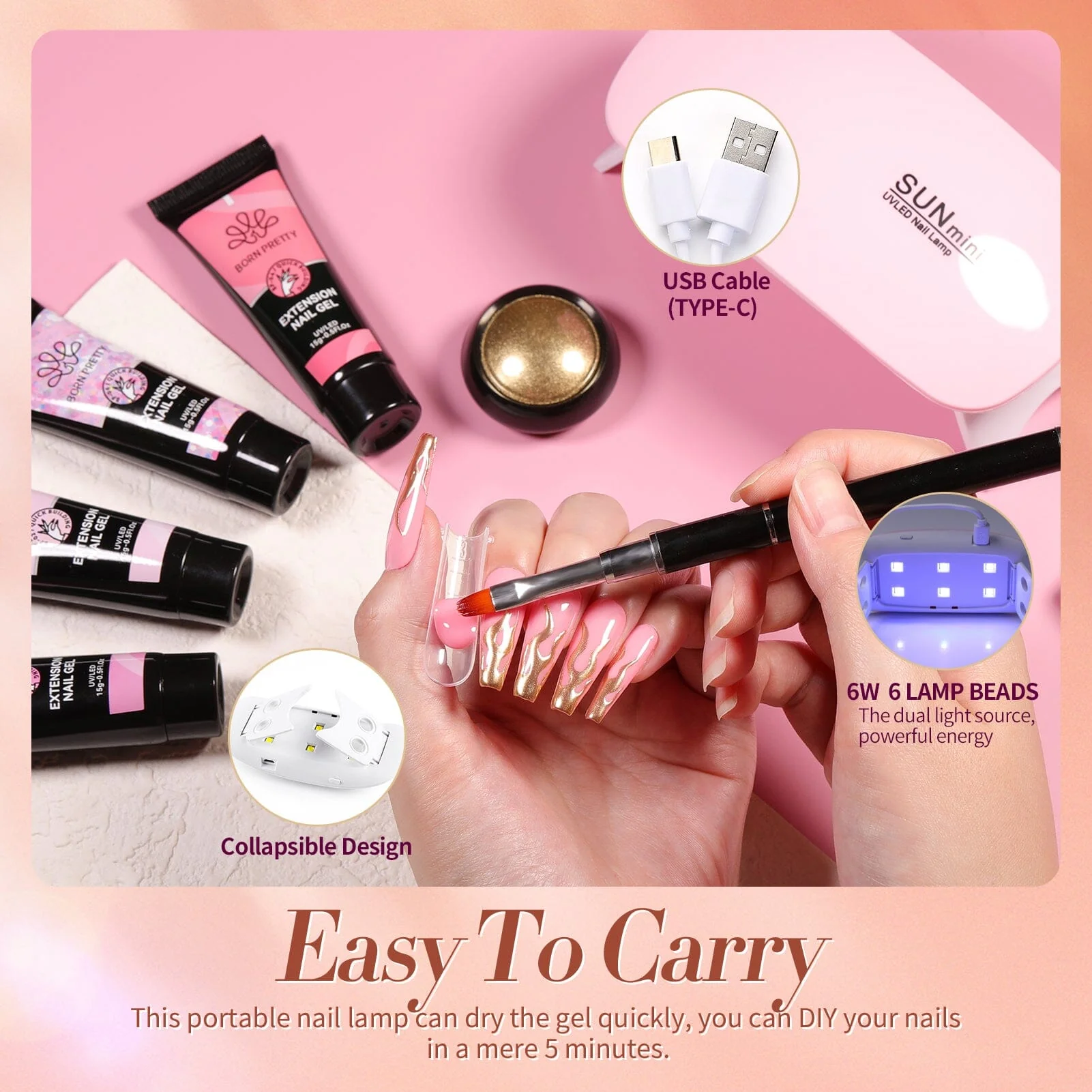 12 Colors Pink Nude Extension Nail Gel Starter Kit 15ml - Image 3