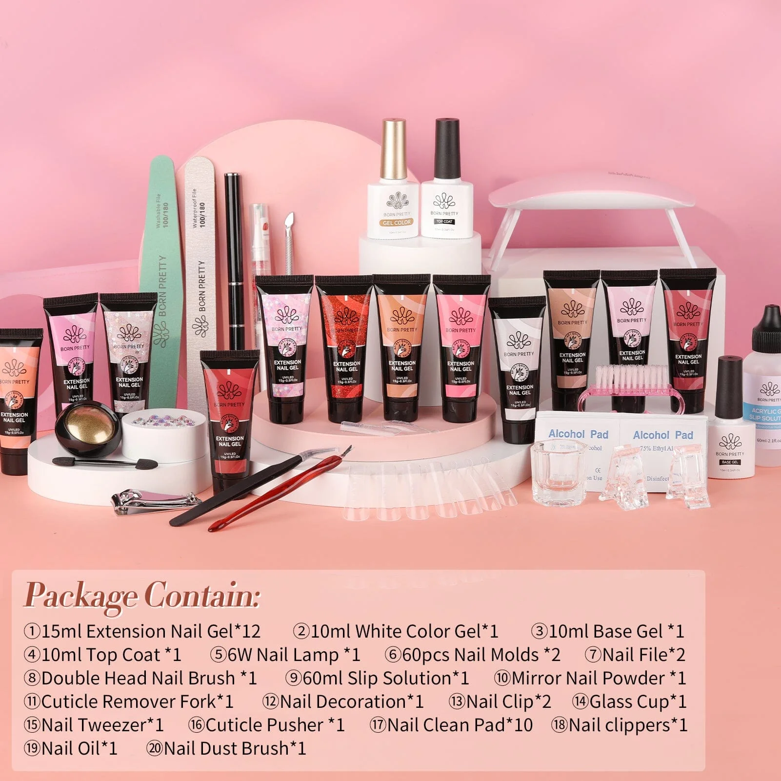 12 Colors Pink Nude Extension Nail Gel Starter Kit 15ml - Image 5