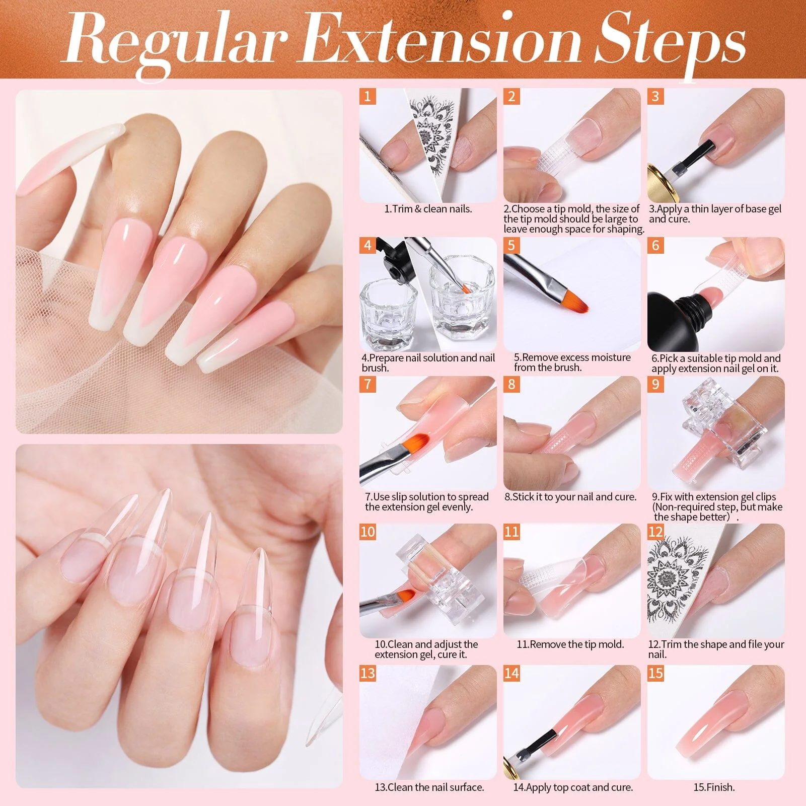 12 Colors Pink Nude Extension Nail Gel Starter Kit 15ml - Image 7