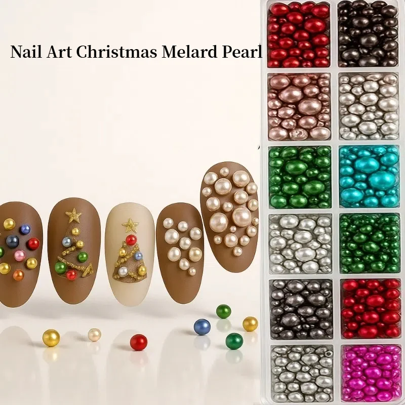 12 Grids Mixed Sizes Round Resin Nail Decoration - Image 12