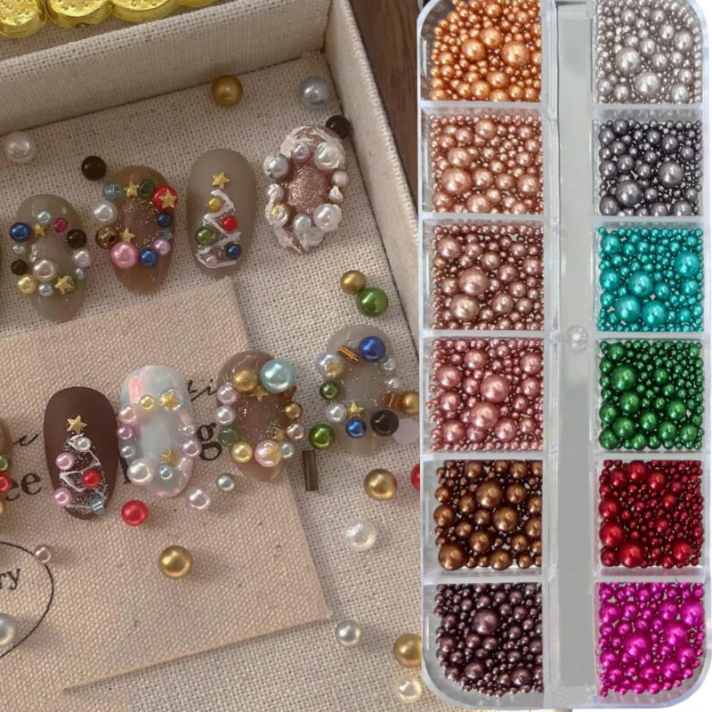 12 Grids Mixed Sizes Round Resin Nail Decoration - Image 6