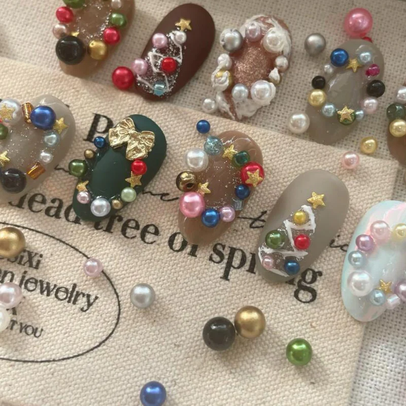 12 Grids Mixed Sizes Round Resin Nail Decoration - Image 8