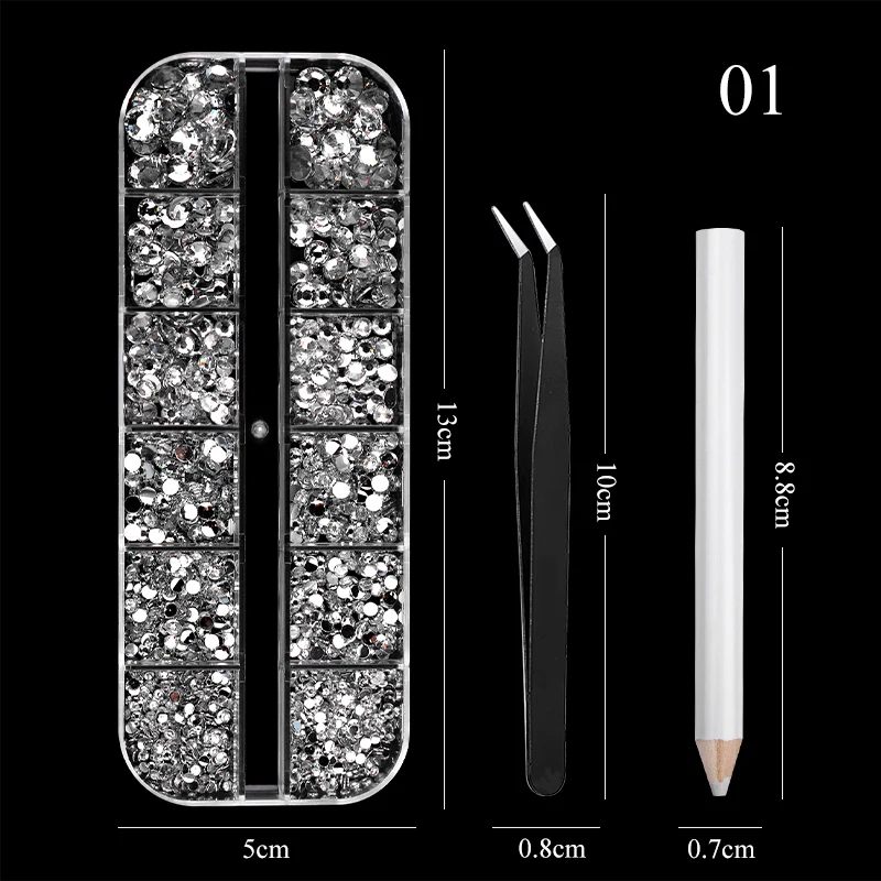 12 Grids Transparent Flat-Back Rhinestones Kit - Image 4
