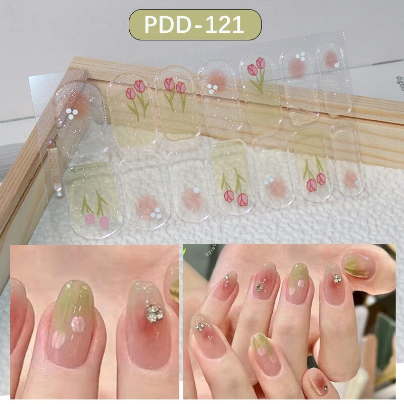 14 Tips Full Cover Nail Stickers Flowers Gradient Patterns - Image 12