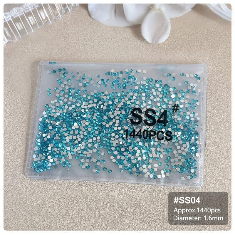 1440pcs Lake Blue Flatback Round Nail Art Rhinestones SS3-SS16 - Image 9