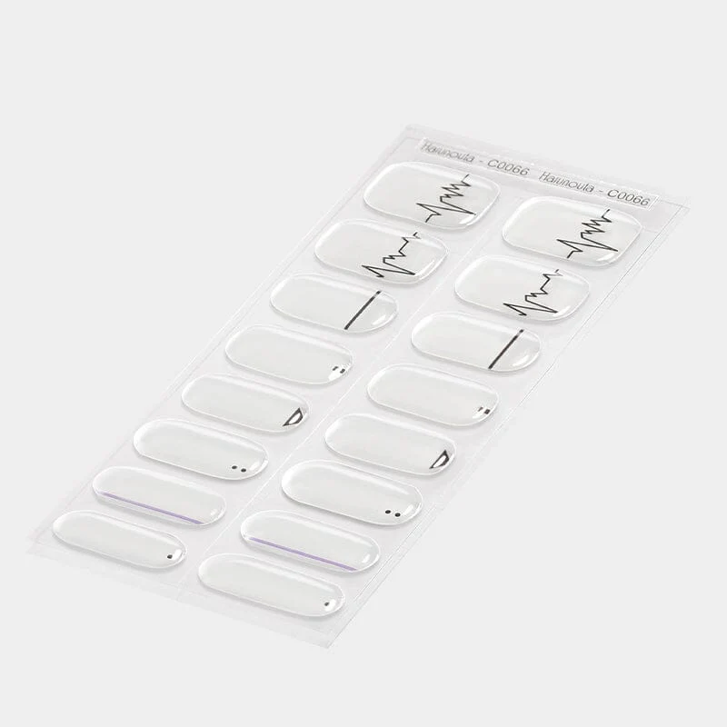 16 Tips Black Lines Semi-cured Gel Nail Wraps C0066 - Image 3
