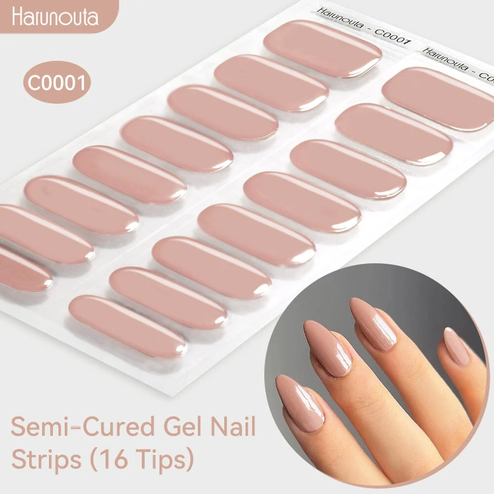 16 Tips Semi-Cured Gel Nail Strips C001-C056