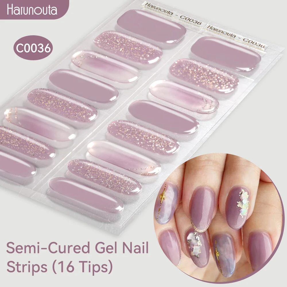 16 Tips Semi-Cured Gel Nail Strips C001-C056 - Image 36
