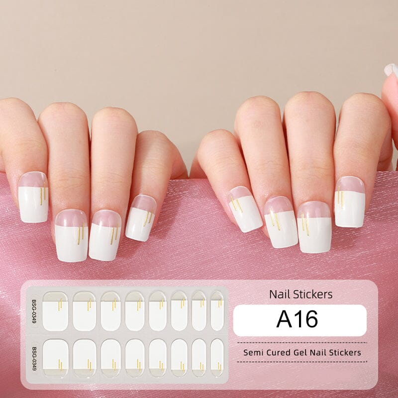 16 Tips Semi-cured Gel Nail Wraps A16