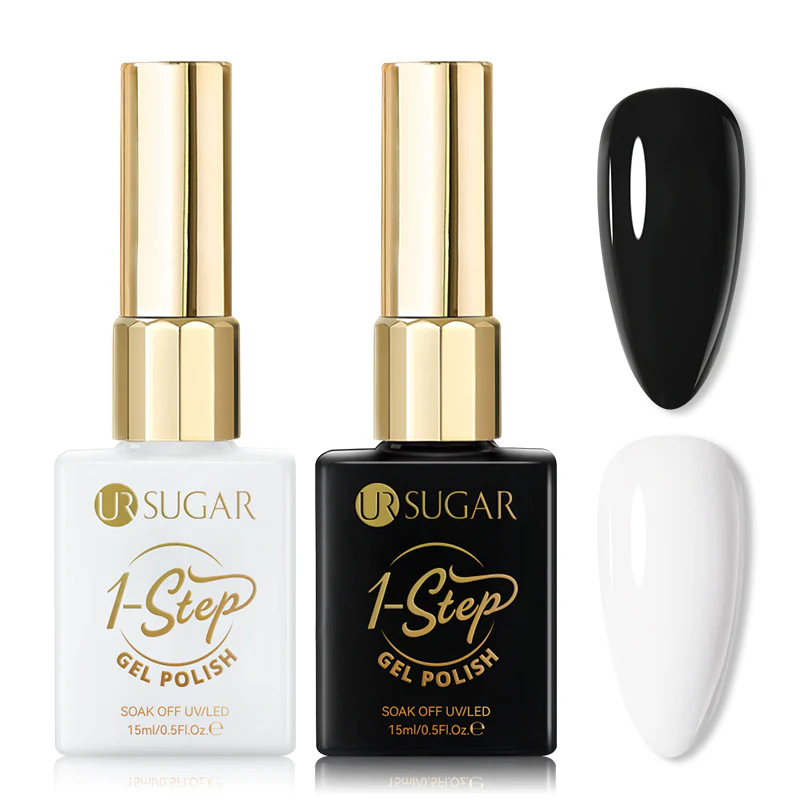 2 Colors 1 Step Gel Polish Set Black& White 15ml