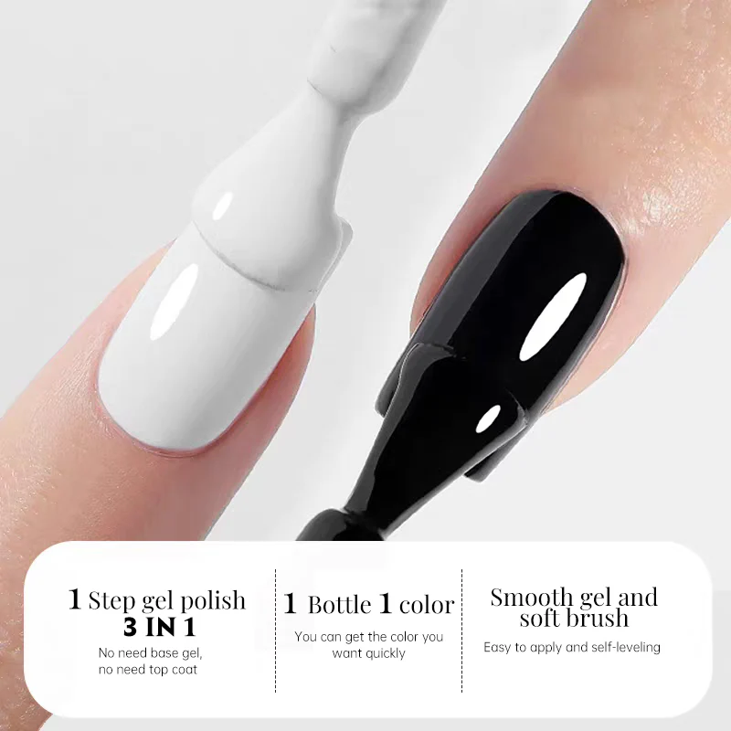2 Colors 1 Step Gel Polish Set Black& White 15ml - Image 4