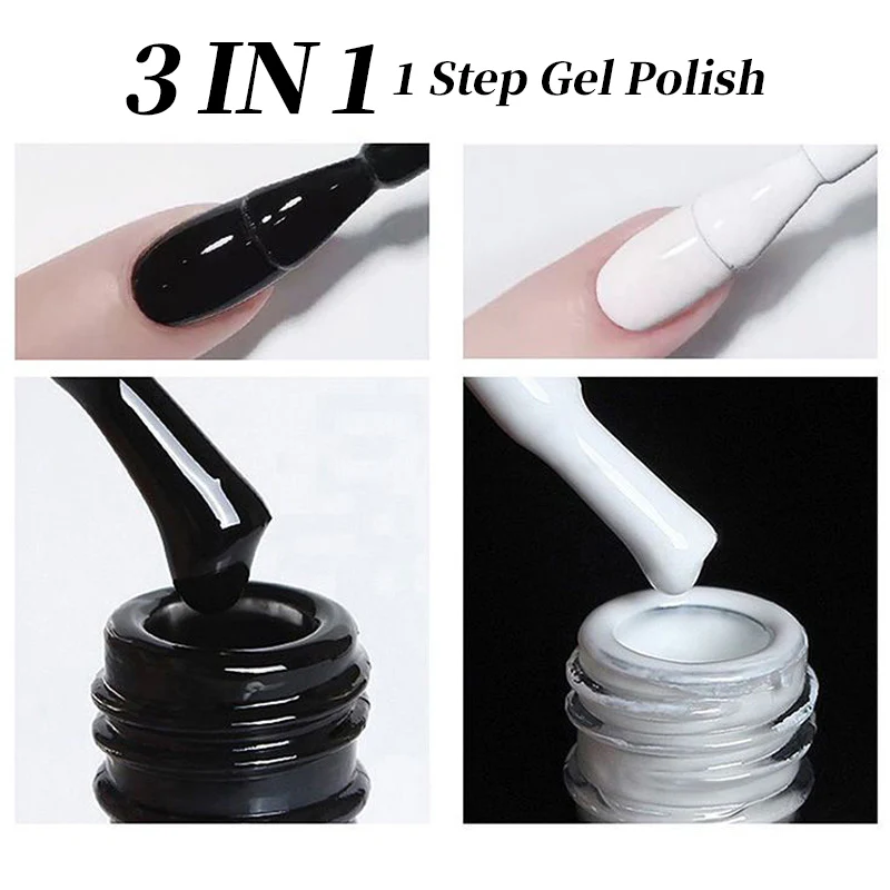 2 Colors 1 Step Gel Polish Set Black& White 15ml - Image 5