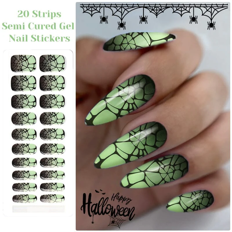20 Tips Halloween Semi-Cured Gel Nail Strips NC240316