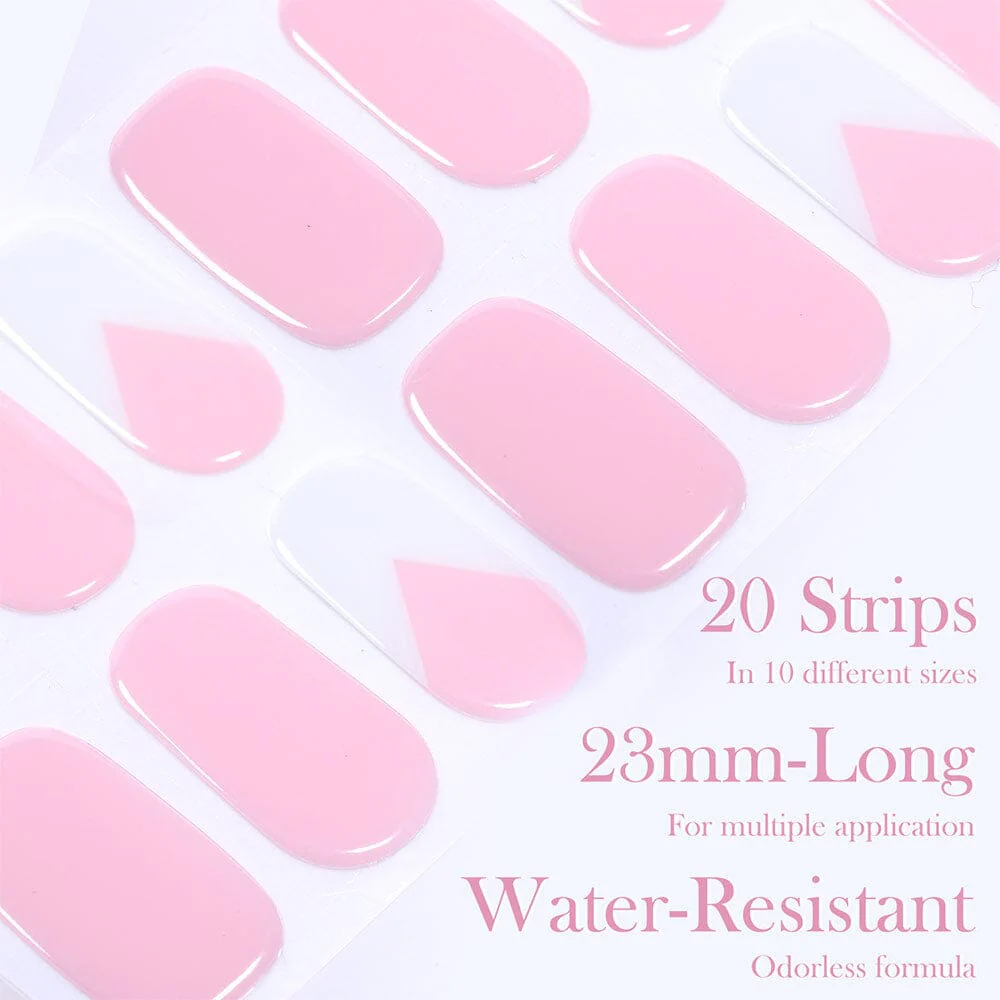 [US ONLY] 20 Tips Pink White Semi-Cured Gel Nail Strips N028 - Image 6