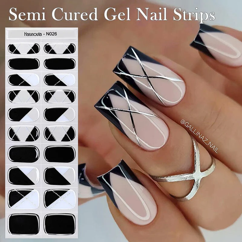 20 Tips Semi-Cured Gel Nail Strips N021-N040