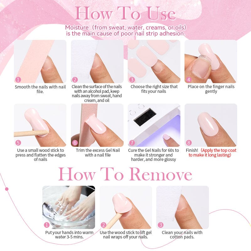 20 Tips Semi-Cured Gel Nail Strips N021-N040 - Image 8