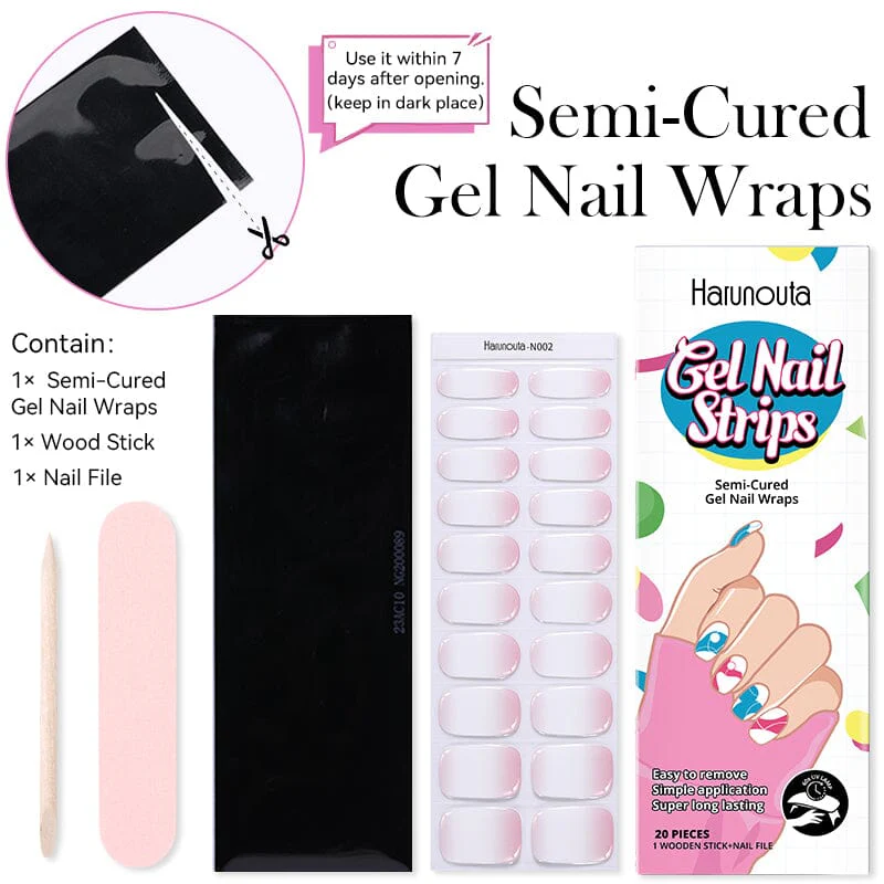 20 Tips Semi-Cured Gel Nail Strips N021-N040 - Image 9