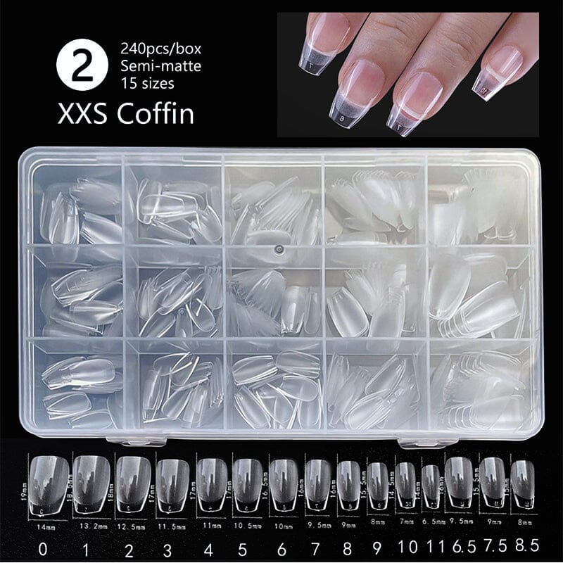240pcs Coffin Semi-Matte False Nail Tips - Image 2