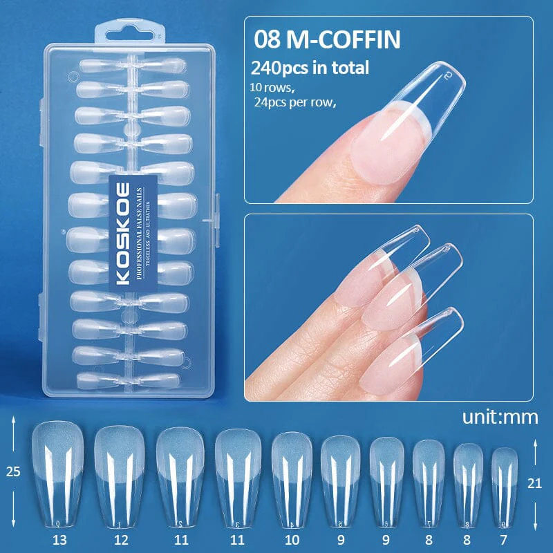 240pcs M-Coffin Semi-Matte False Nail Tips - Image 2