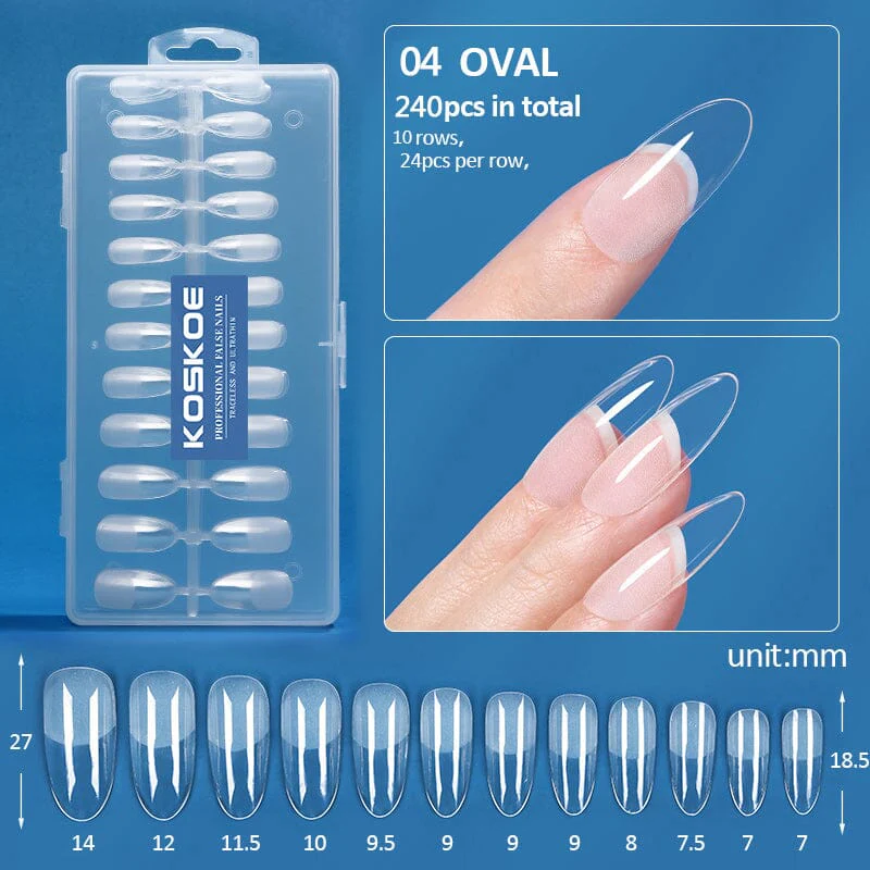 240pcs Oval Semi-Matte False Nail Tips - Image 2