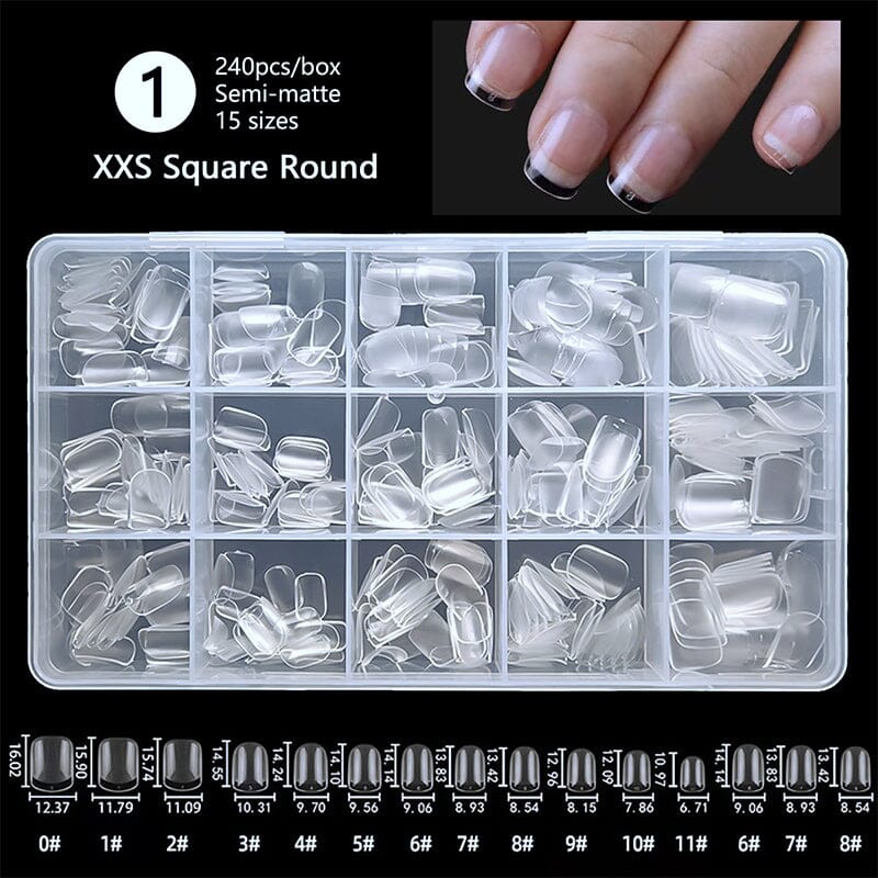 240pcs Square Round Semi-Matte False Nail Tips - Image 2