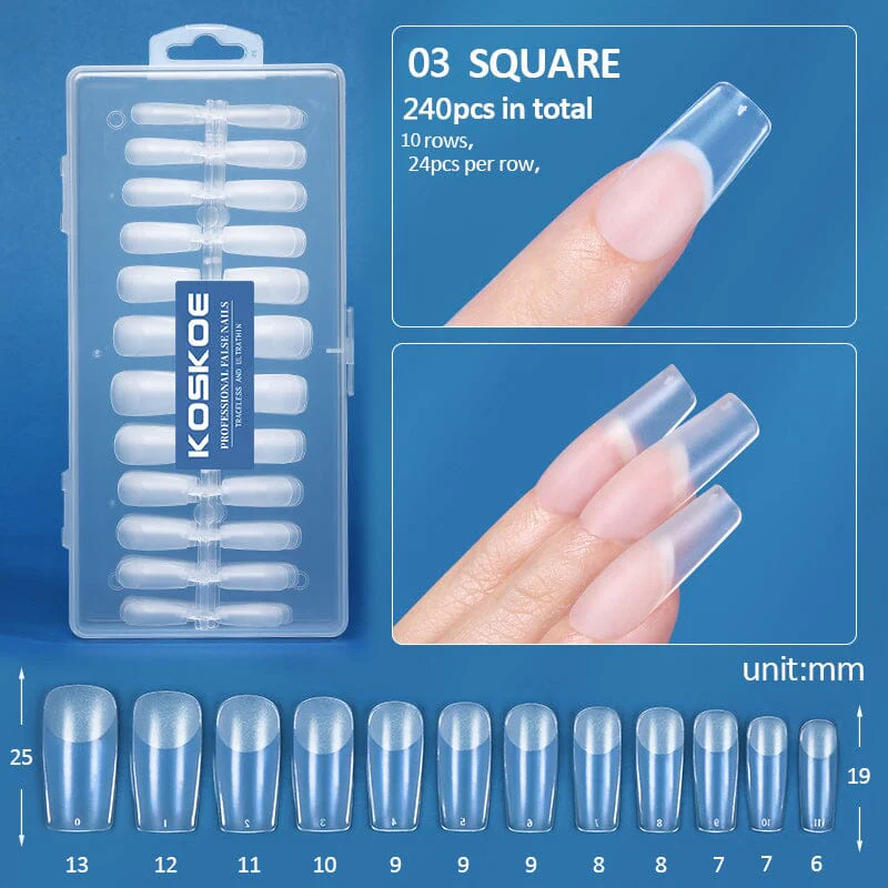 240pcs Square Semi-Matte False Nail Tips - Image 2