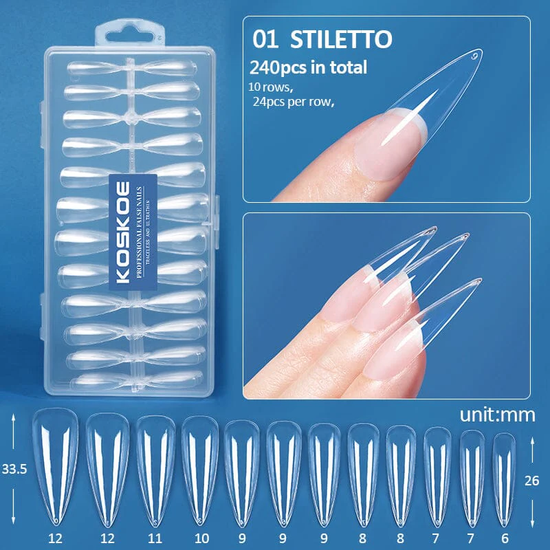 240pcs Stiletto Transparent False Nail Tips - Image 2