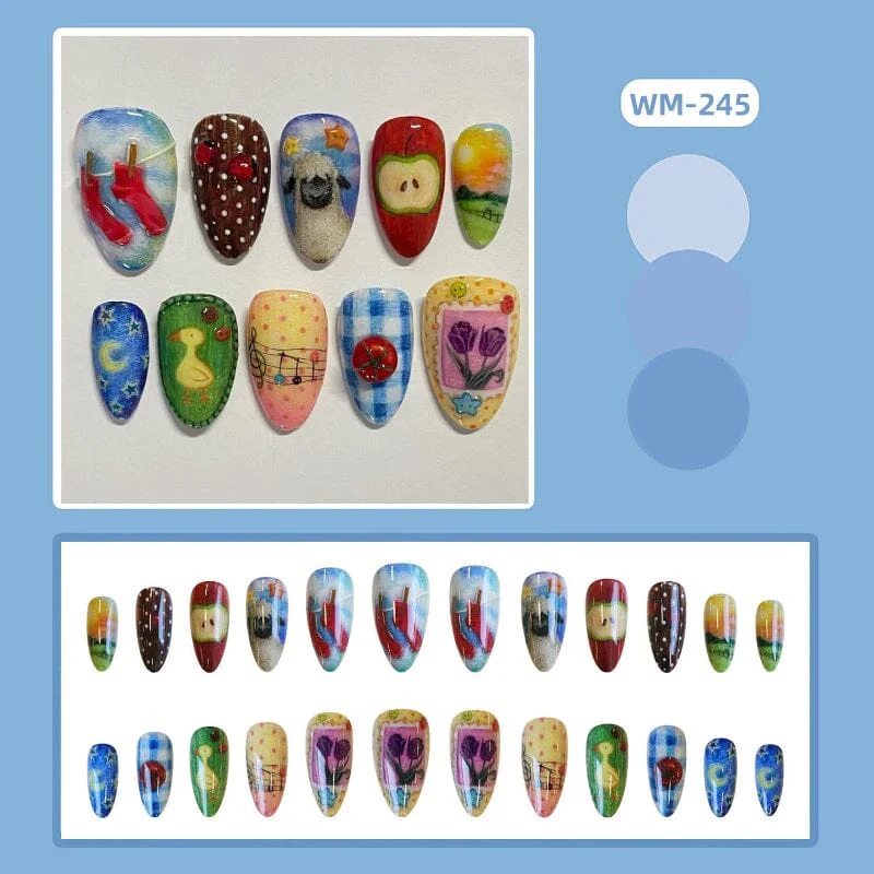 24pcs WM-245 Almond Press on Nails