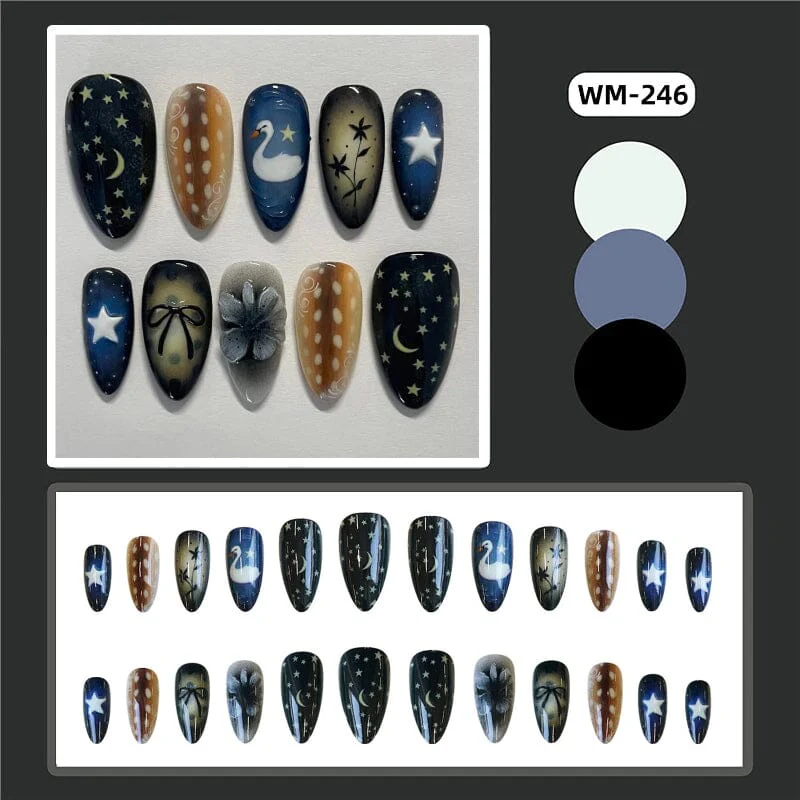 24pcs WM-246 Almond Press on Nails