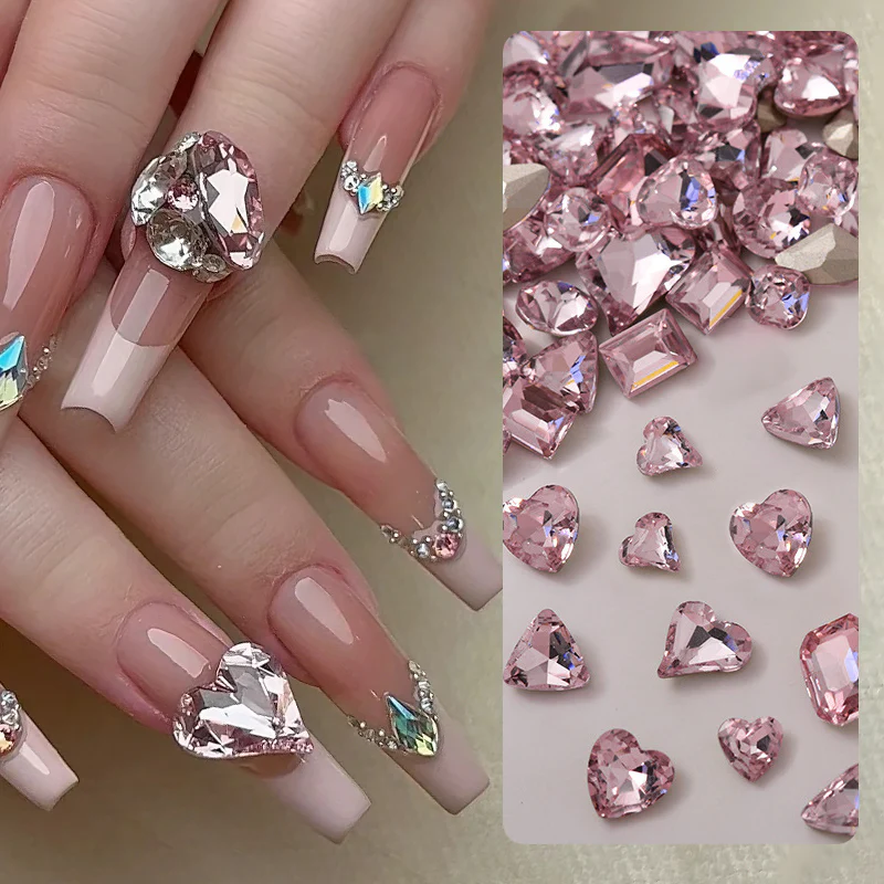 25pcs/box Mixed Shape Rhinestones #03 Pink - Image 3