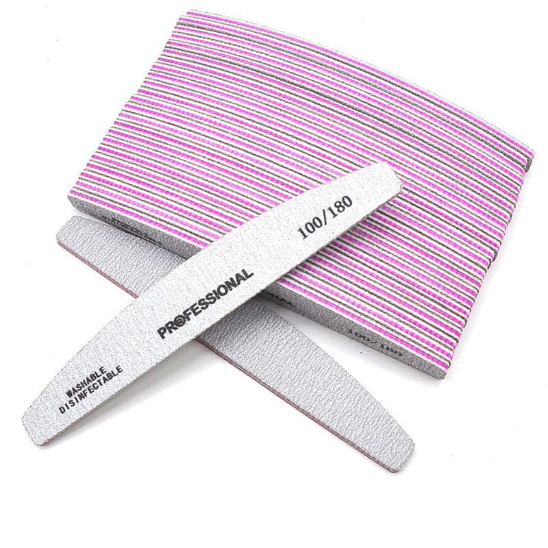 25pcs Half-moon Shaped Nail Files 100/180