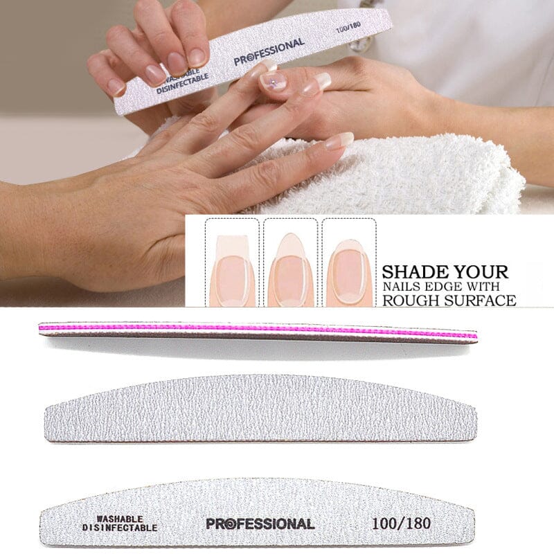 25pcs Half-moon Shaped Nail Files 100/180 - Image 2