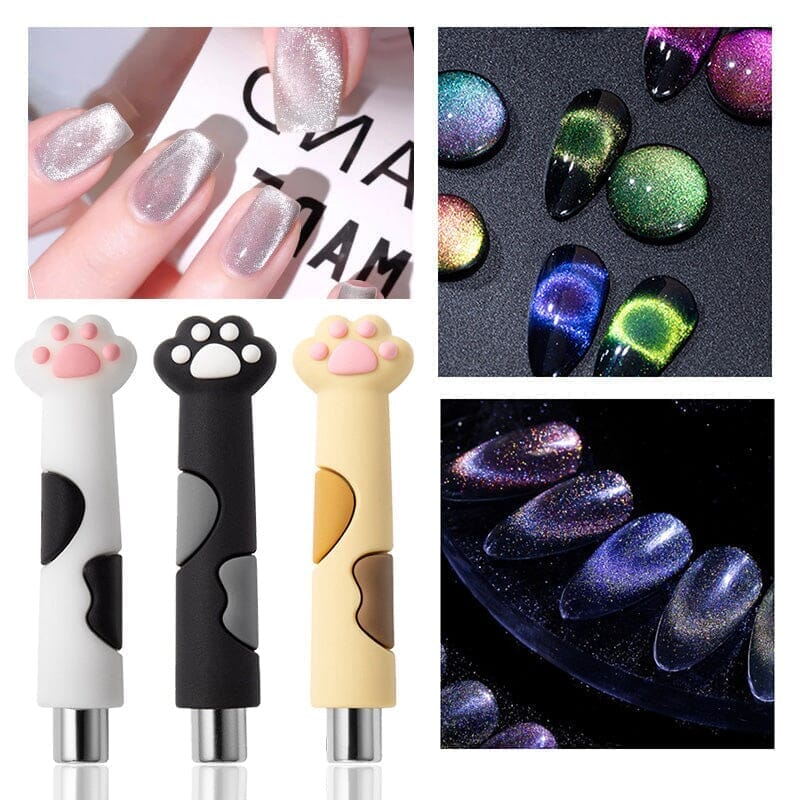 2pcs Cylindrical Magnetic Stick Cute Cat Paw Handle Black White - Image 3