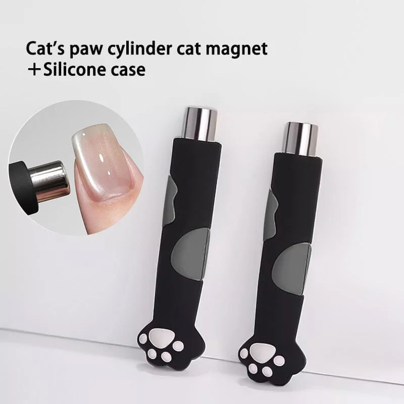 2pcs Cylindrical Magnetic Stick Cute Cat Paw Handle Black White - Image 4