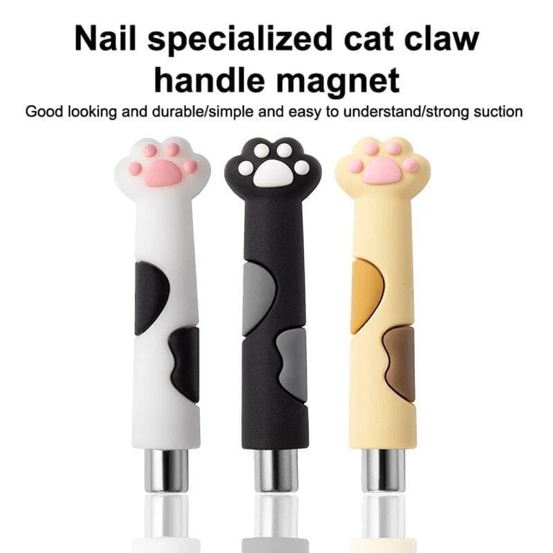2pcs Cylindrical Magnetic Stick Cute Cat Paw Handle Black White - Image 7