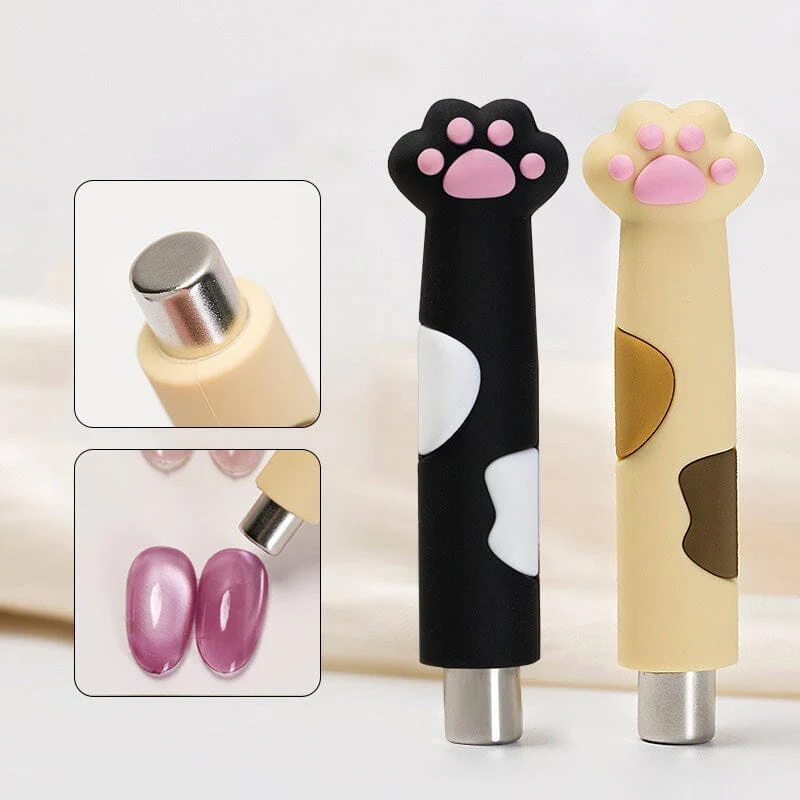 2pcs Cylindrical Magnetic Stick Cute Cat Paw Handle Black White - Image 9