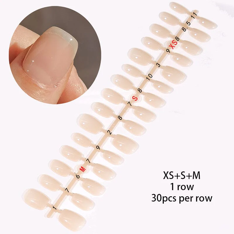 30pcs 15 Sizes Cinnamon False Nail Tips Short Square Press on Nails 04