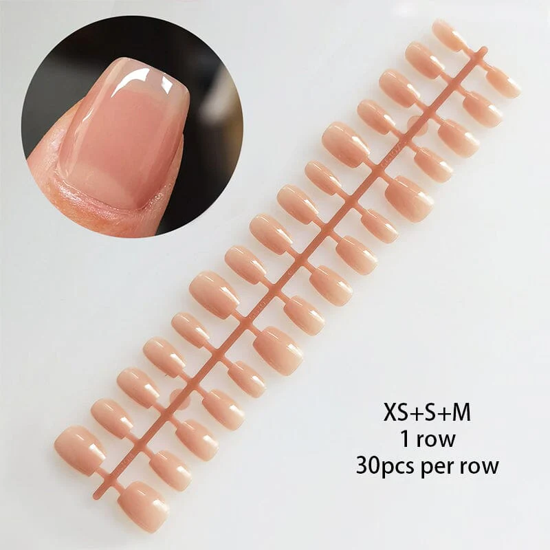 30pcs 15 Sizes Iced Tea False Nail Tips Short Square Press on Nails 11