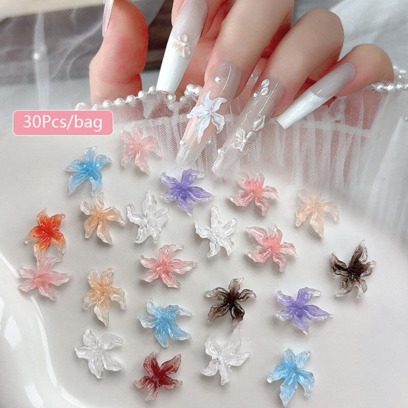30pcs Lily Flowers Plastic Nail Art Decorations