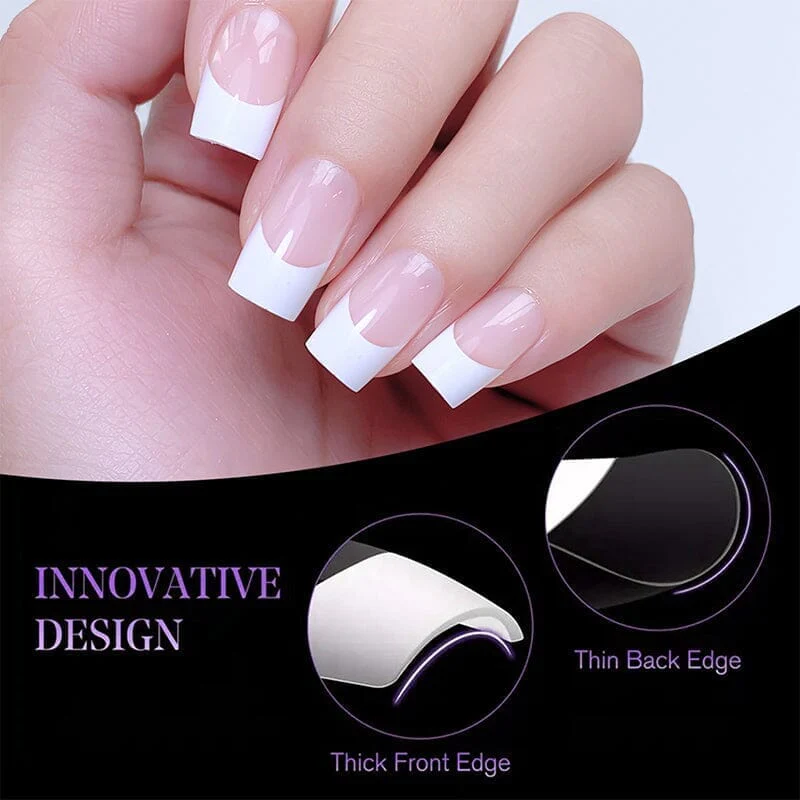 30pcs White French Short Almond Press on Nails - Image 3