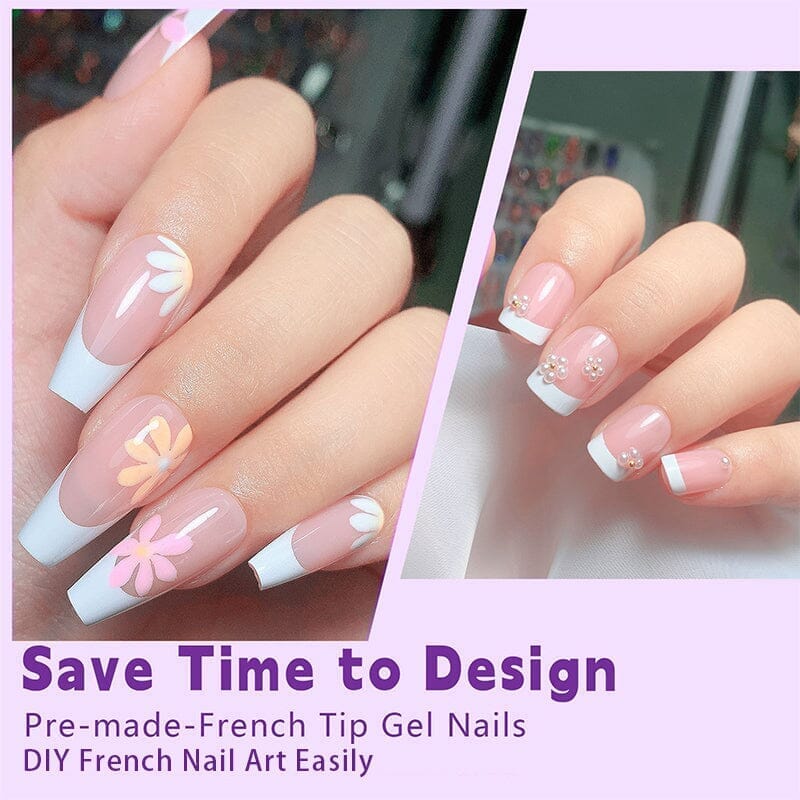 30pcs White French Short Almond Press on Nails - Image 4