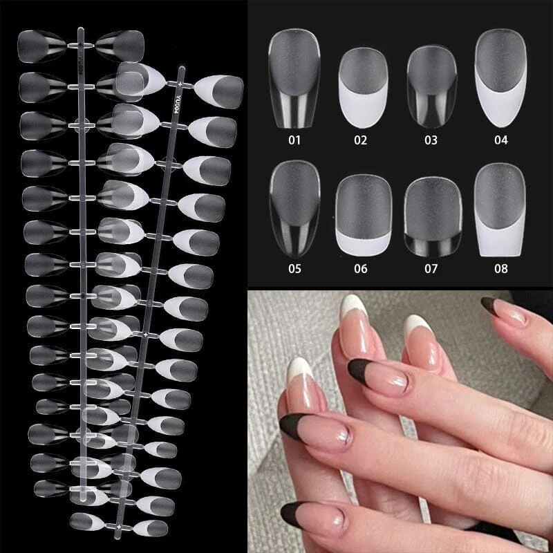 30pcs White French Short Almond Press on Nails - Image 7